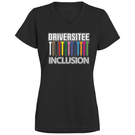 ZZZ#06 OPG Custom Design. DRIVER-SITEE & INCLUSION. Ladies’ 100% polyester V-Neck Tee