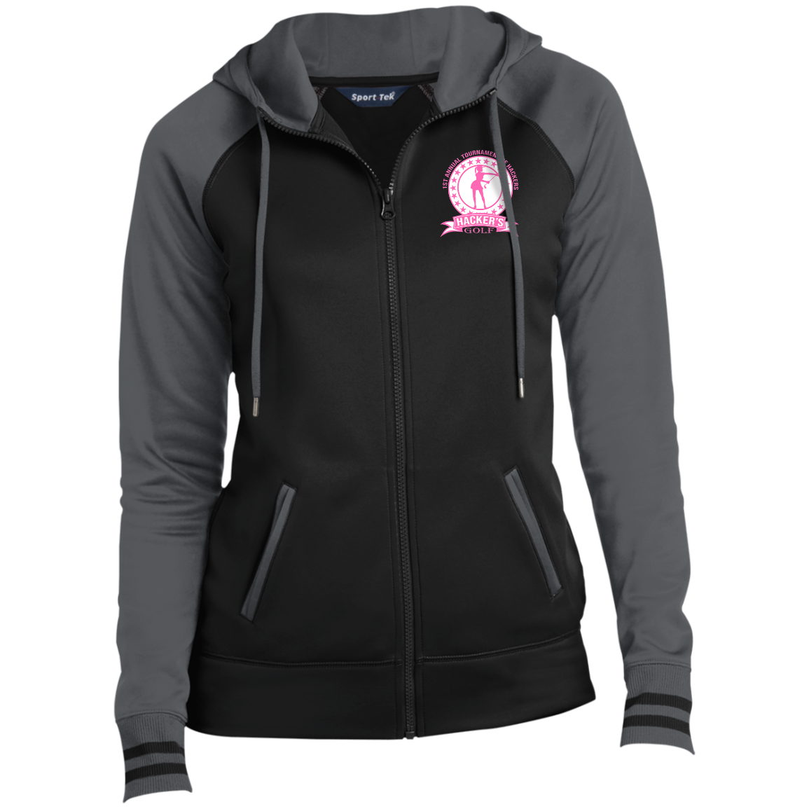 ZZZ#20 OPG Custom Design. 1st Annual Hackers Golf Tournament. Ladies Edition. Ladies' Sport-Wick® Full-Zip Hooded Jacket