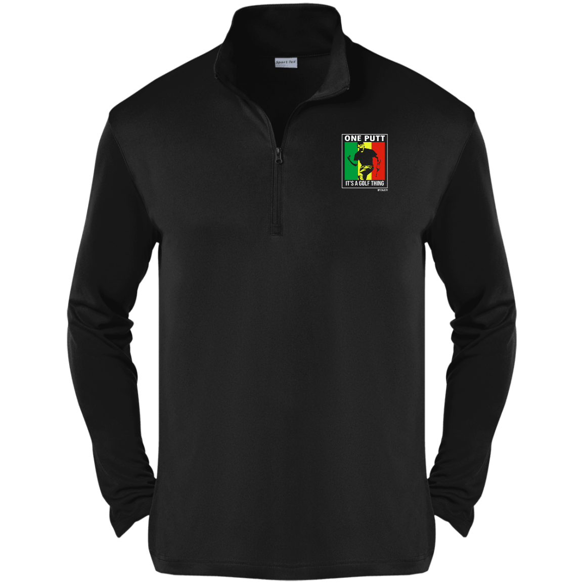 OPG Custom Design #22. One Putt / One Love Parody with Fan Art. Male Edition. 100% Polyester 1/4-Zip Pullover