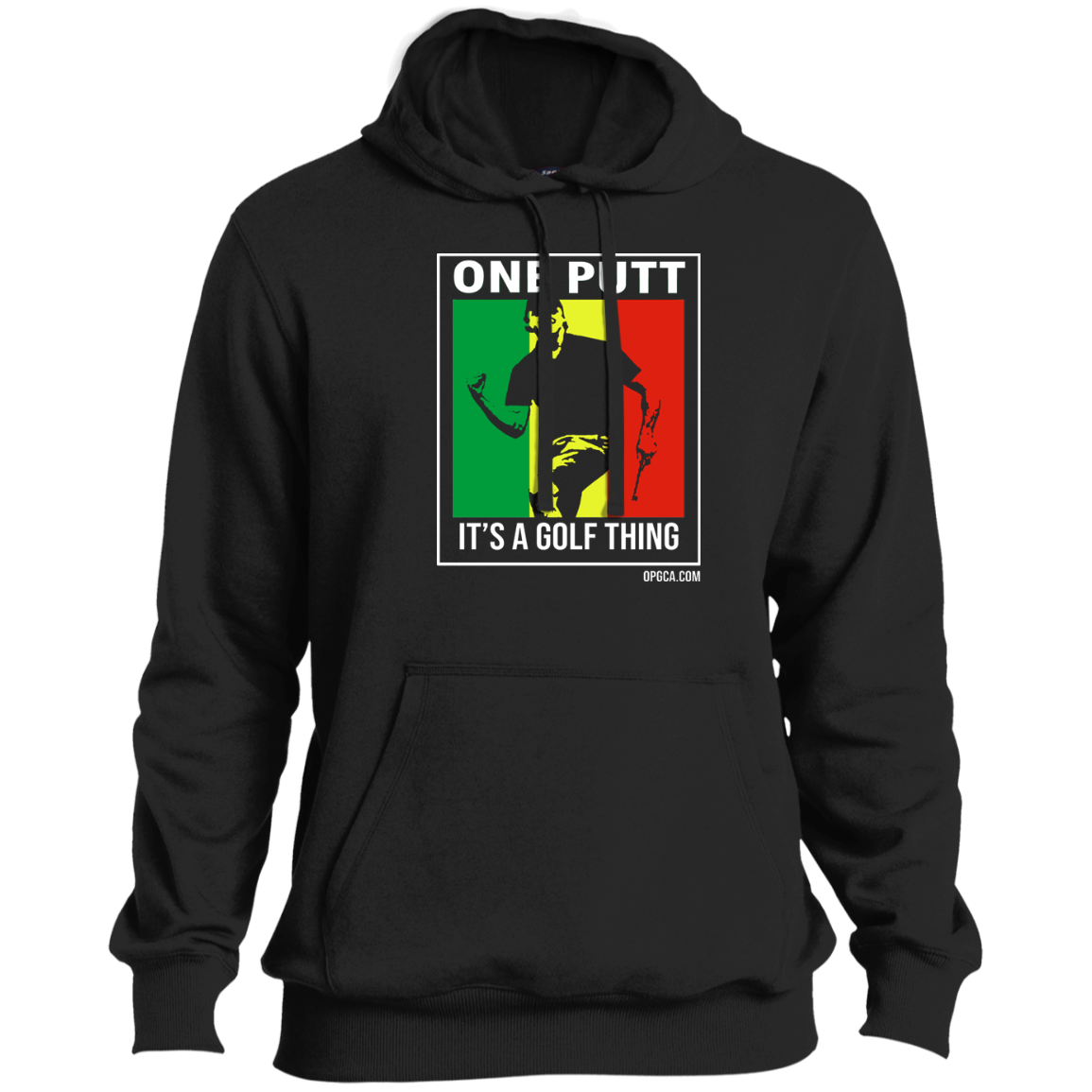 OPG Custom Design #22. One Putt / One Love Parody with Fan Art. Male Edition. Tall Pullover Hoodie