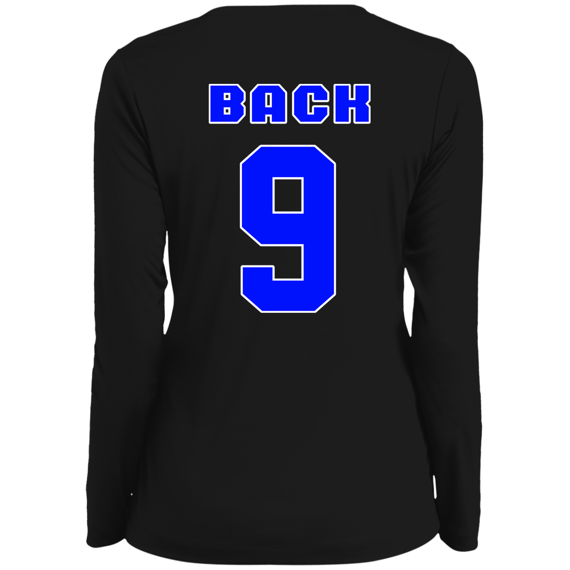 OPG Custom Design #17. Back 9. Ladies' Moisture-Wicking Long Sleeve V-Neck Tee