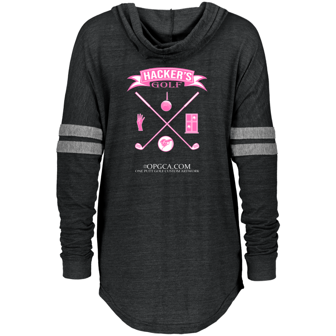 ZZZ#20 OPG Custom Design. 1st Annual Hackers Golf Tournament. Ladies Edition. Ladies Hooded Low Key Pullover