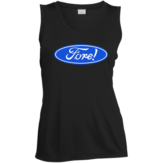 OPG Custom Design #11. Fore! Ford Parody. Ladies' Sleeveless V-Neck