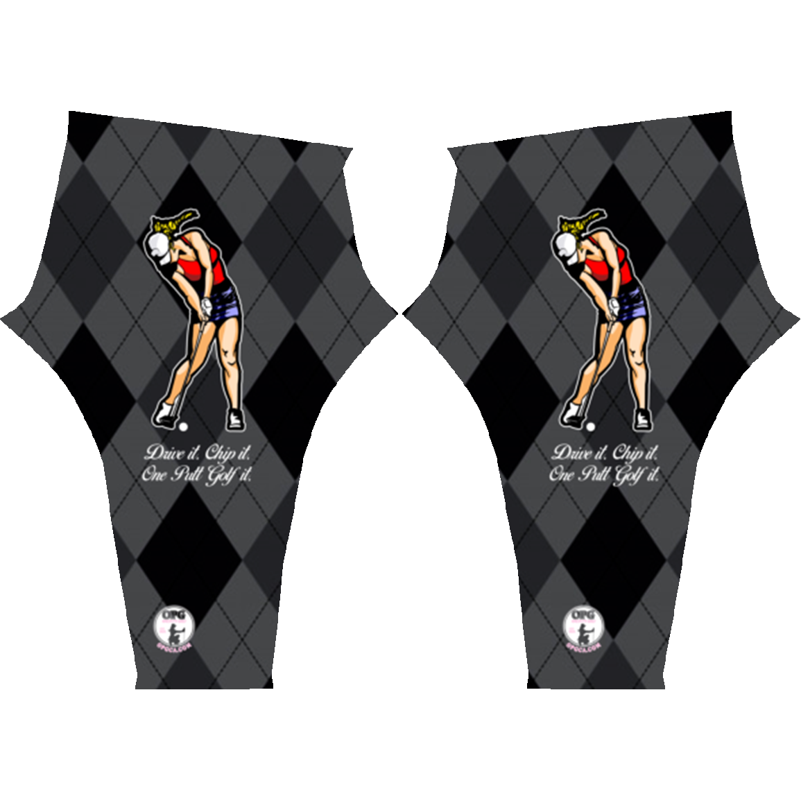 OPG Custom Design #9. Drive it. Chip it. One Putt Golf It. Golf So. Cal. All Over Print Leggings