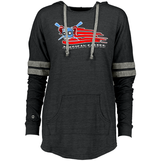 OPG Custom Design #12. American Golfer. Female Edition. Ladies Hooded Low Key Pullover