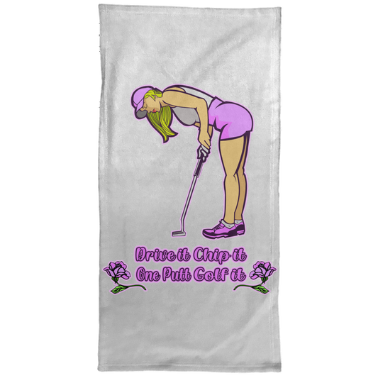 OPG Custom Design #13. Drive it. Chip it. One Putt Golf it. Towel - 15x30