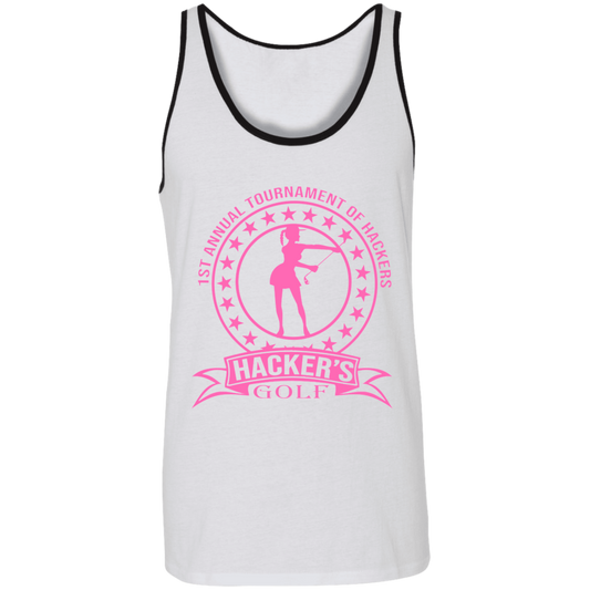 ZZZ#20 OPG Custom Design. 1st Annual Hackers Golf Tournament. Ladies Edition. 2 Tone Tank 100% Combed and Ringspun Cotton