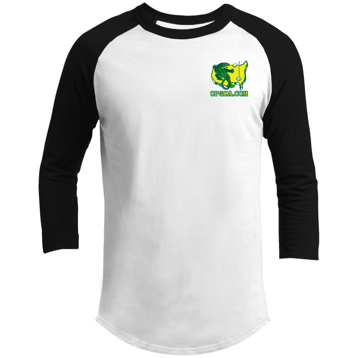 OPG Custom Design #26. Tiger Woods Fan Art. 2019 Master's Champion. 3/4 Raglan Sleeve Shirt 100% Ringspun Combed Cotton