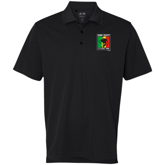 OPG Custom Design #22. One Putt / One Love Parody with Fan Art. Male Edition. Adidas Golf ClimaLite® Polo