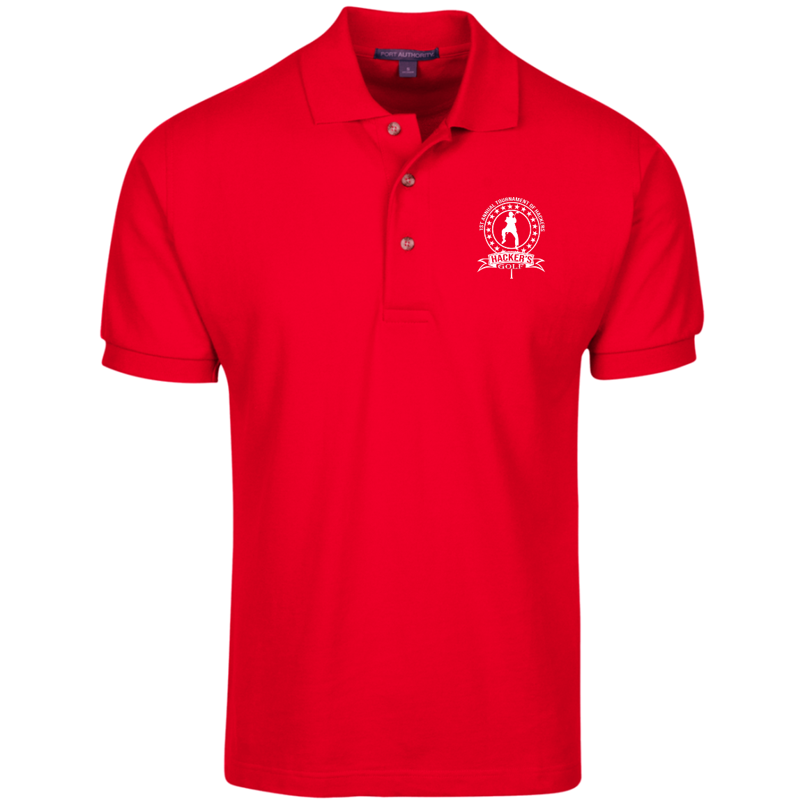 OPG Custom Design #20. 1st Annual Hackers Golf Tournament. 100% Ring Spun Combed Cotton Polo