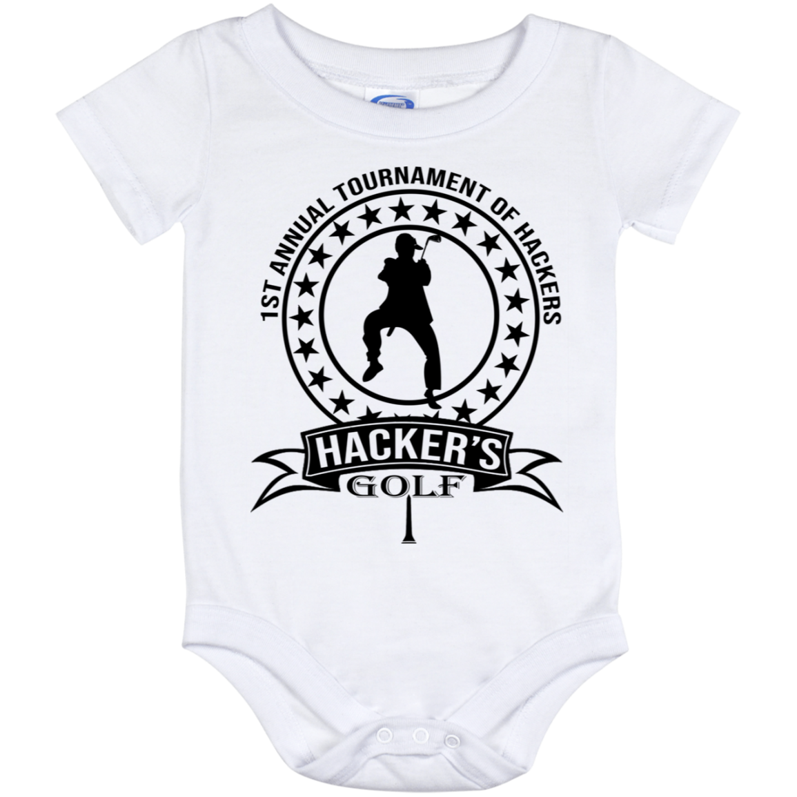 OPG Custom Design #20.1st Annual Hackers Golf Tournament. Men's Edition. Baby Onesie 12 Month