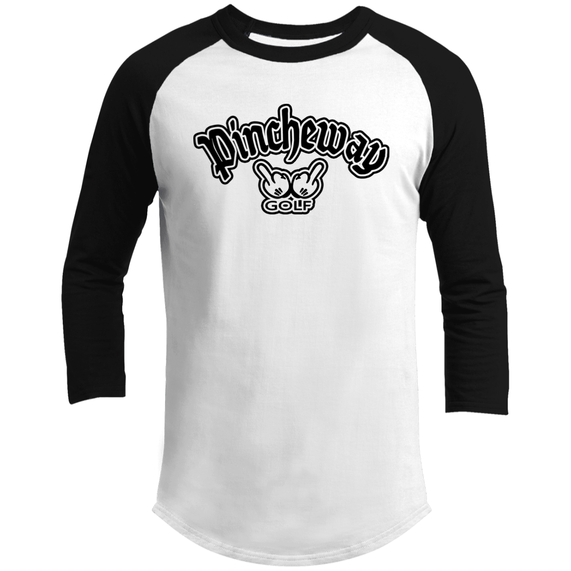 OPG Custom Artwork #27. Pincheway Golf. 3/4 Raglan Sleeve Shirt 100% Ringspun Combed Cotton