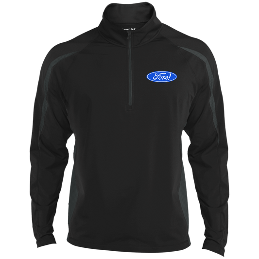 OPG Custom Design #11. Fore! Ford Parody. 1/2 Zip Sport Wicking Colorblock 1/2 Zip