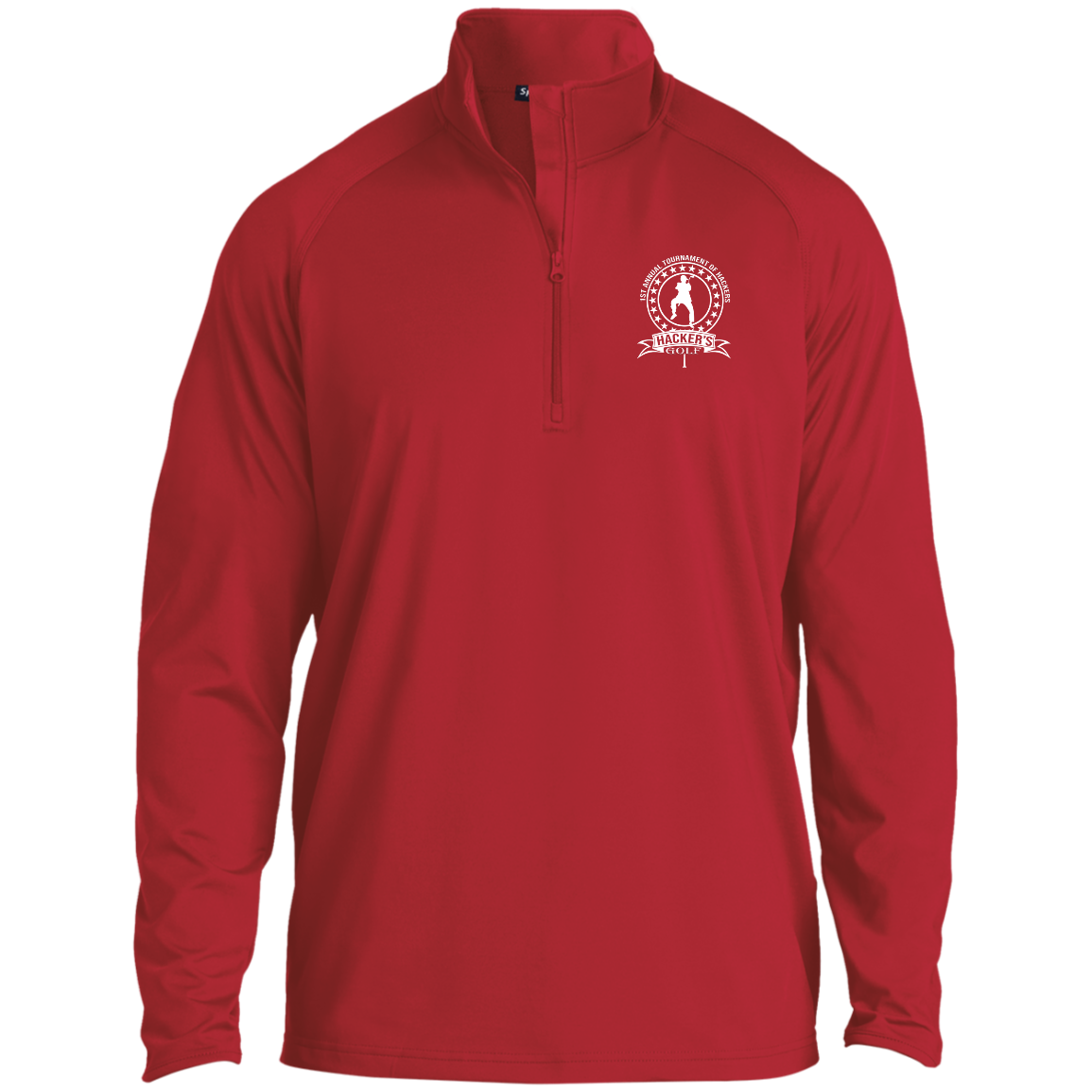 OPG Custom Design #20. 1st Annual Hackers Golf Tournament. 1/2 Zip Raglan Performance Pullover