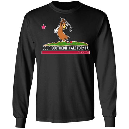 OPG Custom Design #15. Golf Southern California with Yogi Bear Fan Art. 100% Cotton Long Sleeve T-Shirt