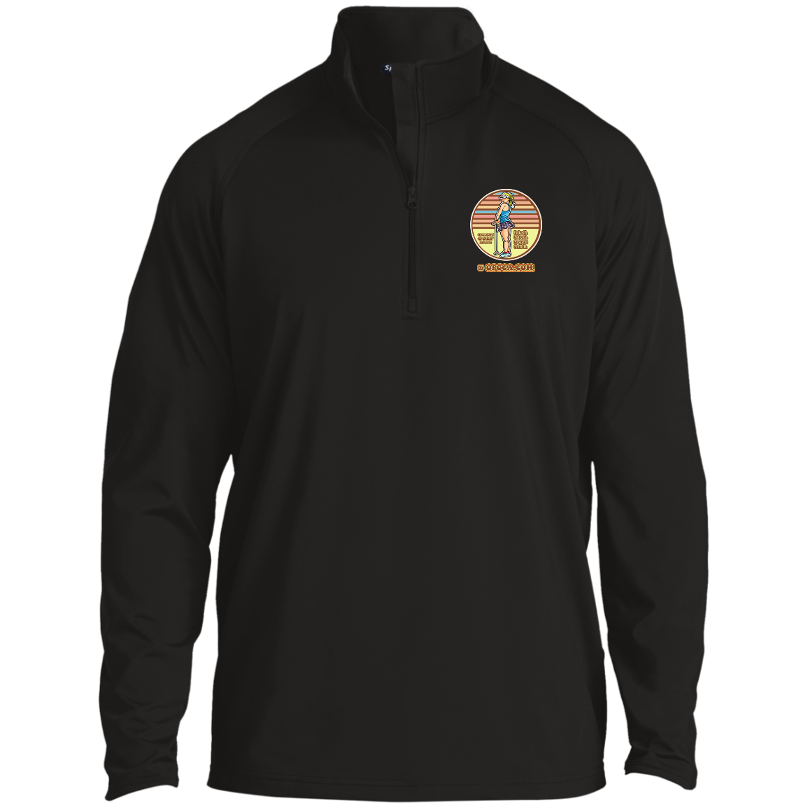 OPG Custom Design #28. Drive it. Chip it. One Putt golf it. 1/2 Zip Raglan Performance Pullover