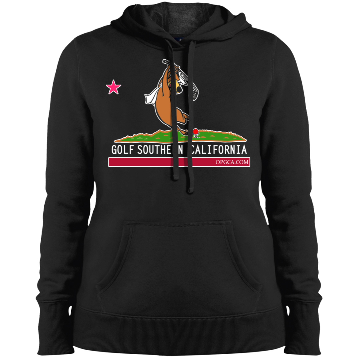 OPG Custom Design #15. Golf Southern California with Yogi Bear Fan Art. Ladies' Hoodie