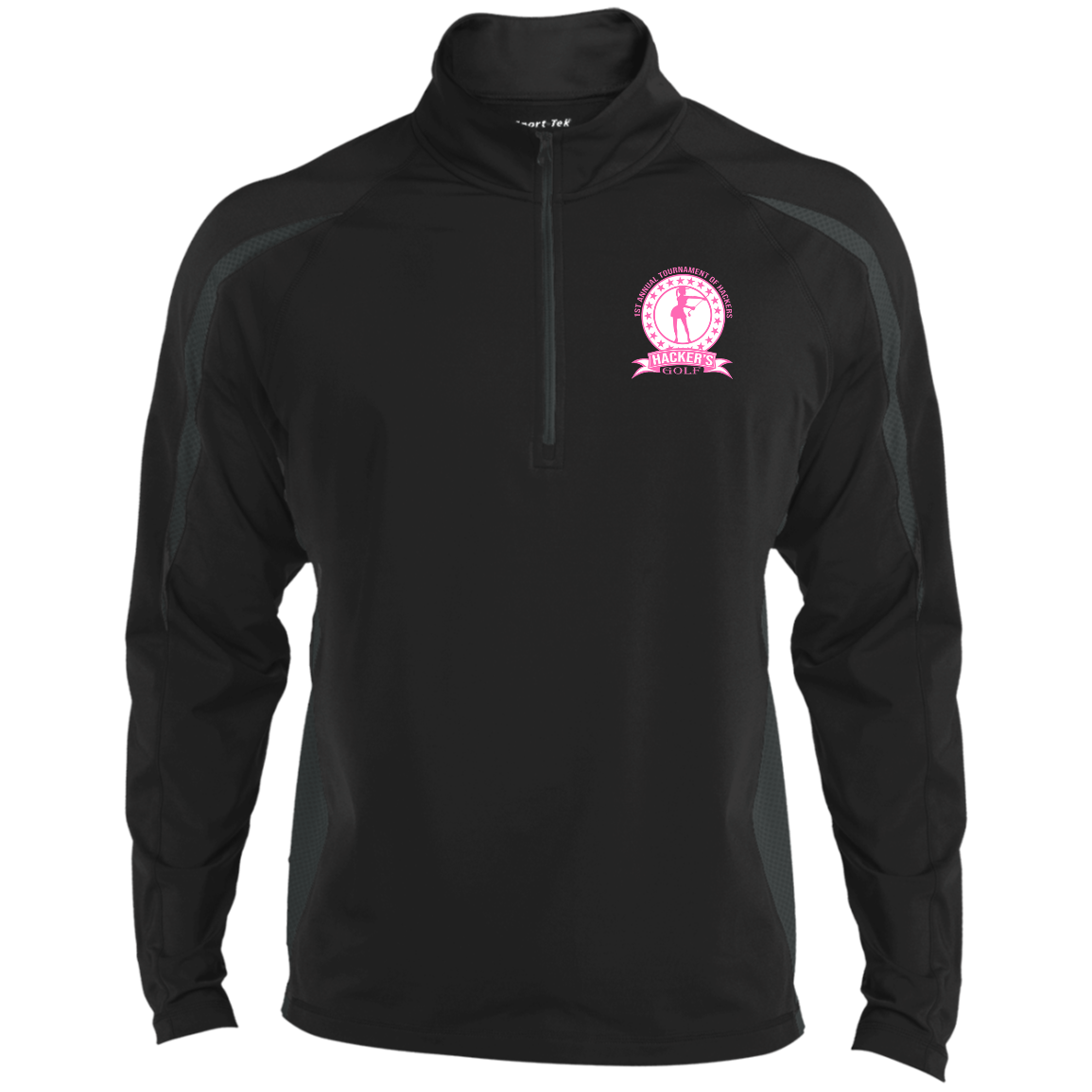 ZZZ#20 OPG Custom Design. 1st Annual Hackers Golf Tournament. Ladies Edition. Sport Wicking Colorblock 1/2 Zip