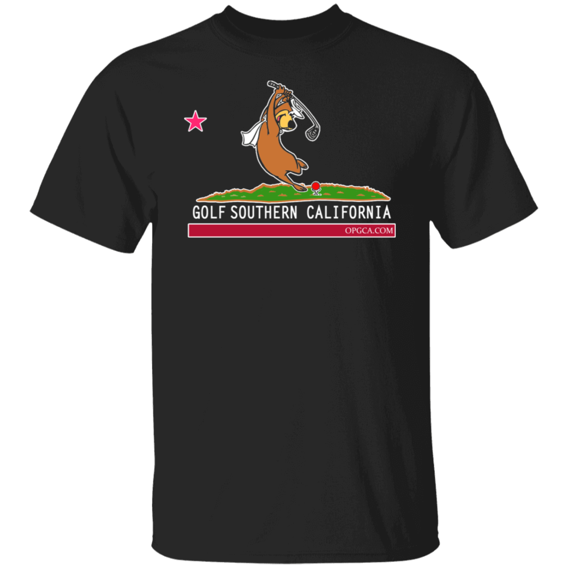 OPG Custom Design #15. Golf Southern California with Yogi Bear Fan Art. 5.3 oz. T-Shirt