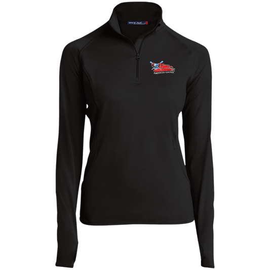 OPG Custom Design #12. American Golfer. Female Edition. Ladies' 1/2 Zip Performance Pullover