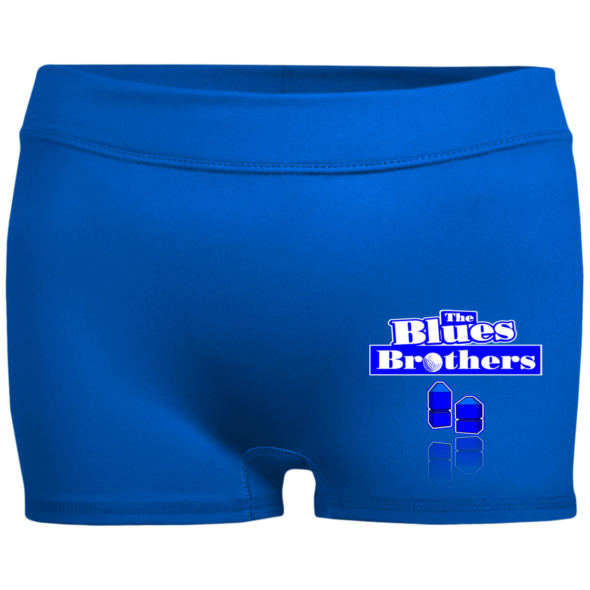 OPG Custom Design #3. Blue Tees Blues Brothers Fan Art. Ladies' Fitted Moisture-Wicking 2.5 inch Inseam Shorts