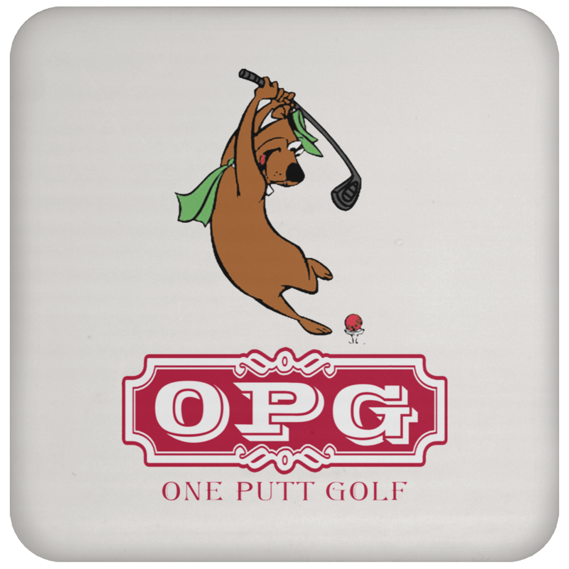 OPG Custom Design #9. Golf Southern California. California State Flag / Yogi Bear Playing Golf Parody. Coaster