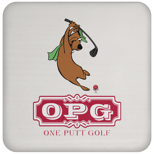 OPG Custom Design #9. Golf Southern California. California State Flag / Yogi Bear Playing Golf Parody. Coaster