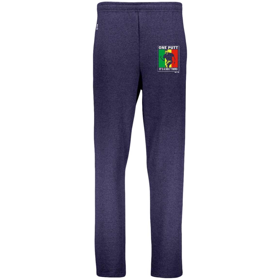 OPG Custom Design #22. One Putt / One Love Parody with Fan Art. Male Edition. Dri-Power Open Bottom Pocket Sweatpants