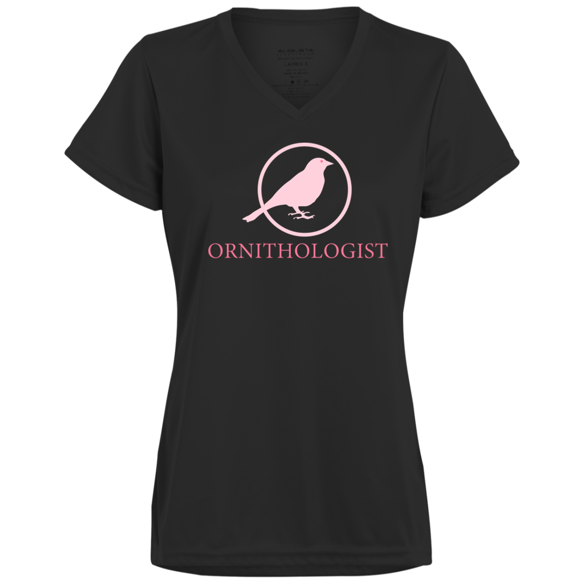 OPG Custom Design # 24. Ornithologist. A person who studies or is an expert on birds. Ladies’ 100% polyester V-Neck Tee