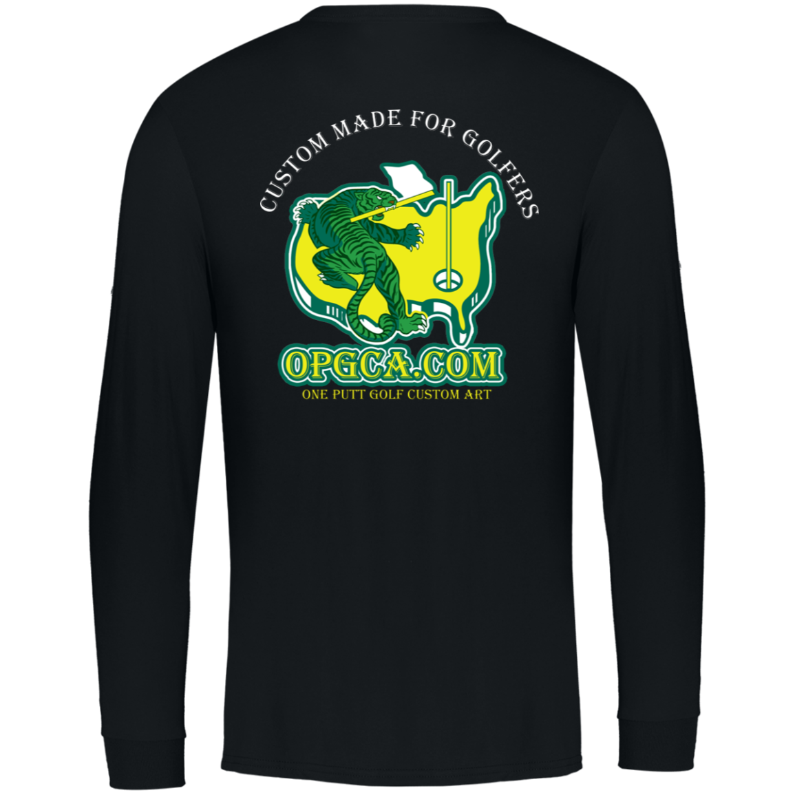 OPG Custom Design #26. Tiger Woods Fan Art. 2019 Master's Champion. Essential Dri-Power Long Sleeve Tee