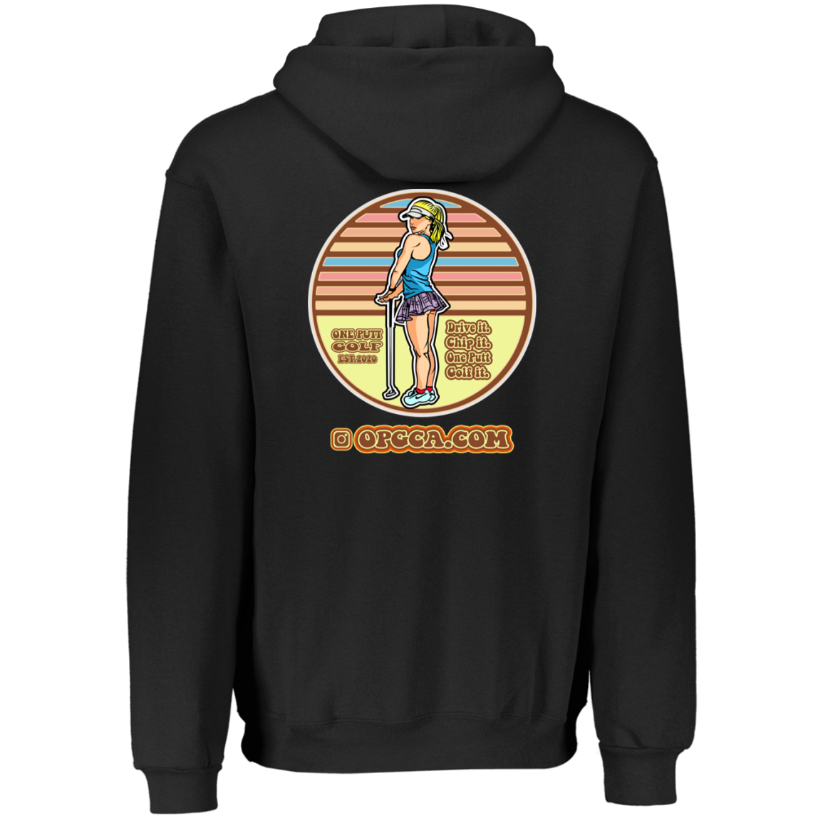 OPG Custom Design #28. Drive it. Chip it. One Putt golf it. Youth Dri-Power Fleece Hoodie