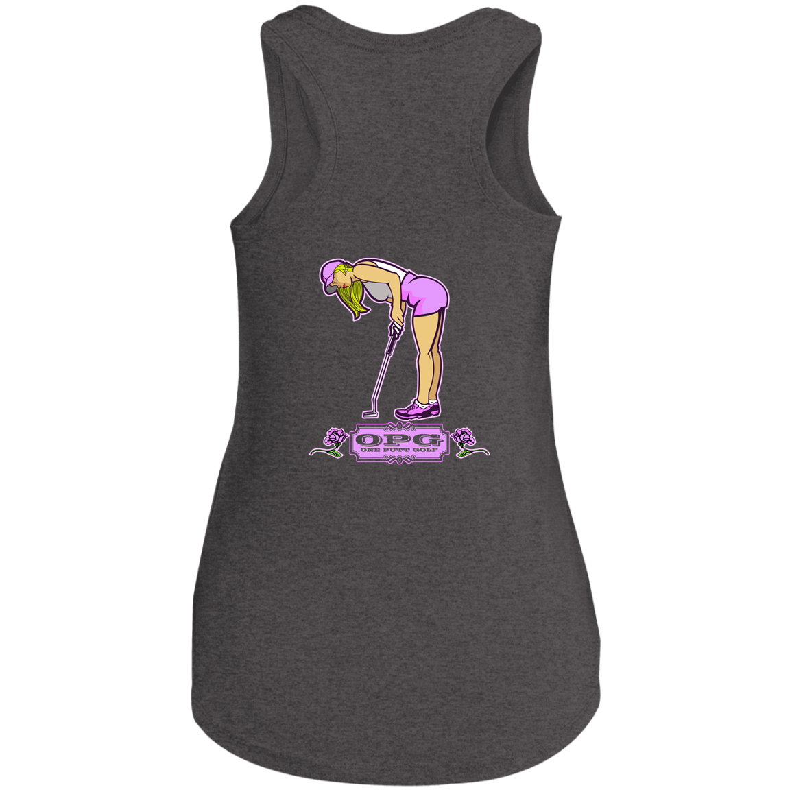 OPG Custom Design #13. Drive it. Chip it. One Putt Golf it. Ladies' Perfect Tri Racerback Tank