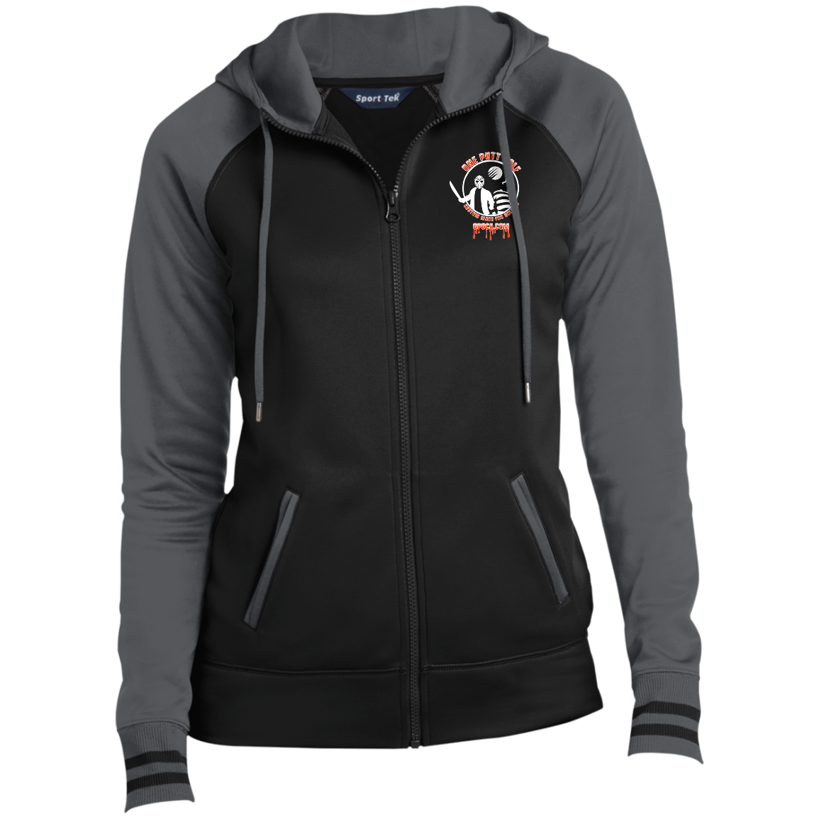 OPG Custom Design #23. Hack N Slice Golf. Freddy and Jason Fan Art. Ladies' Sport-Wick® Full-Zip Hooded Jacket