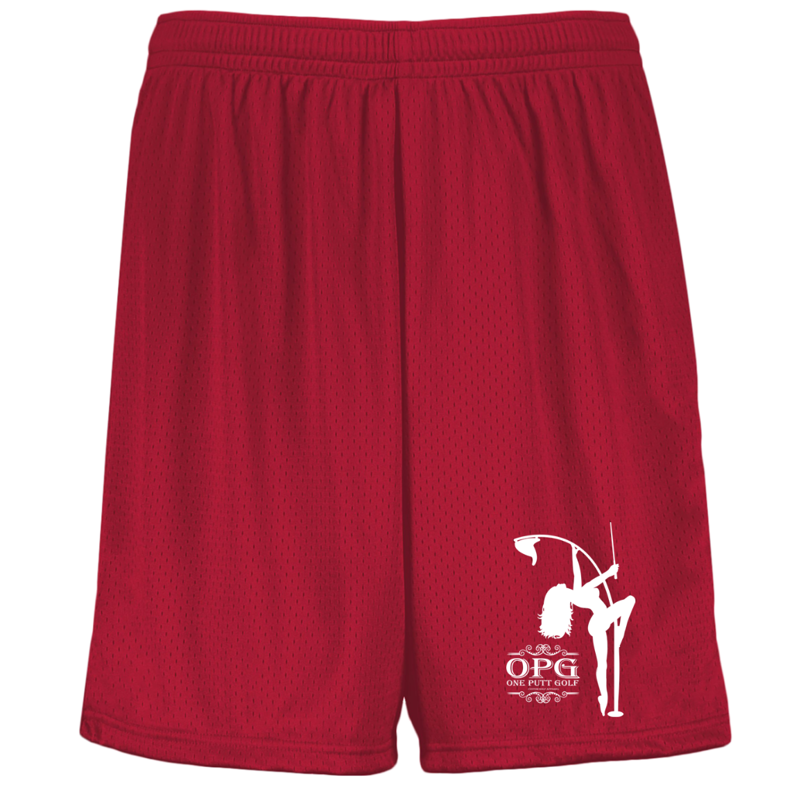 OPG Custom Design #10. Lady on Front / Flag Pole Dancer On Back. Youth Moisture-Wicking Mesh Shorts