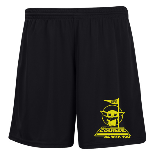 OPG Custom Design #21. May the course be with you. Parody / Fan Art. Ladies' Moisture-Wicking 7 inch Inseam Training Shorts