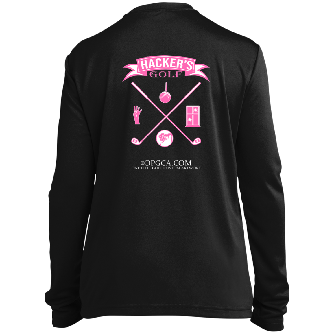 ZZZ#20 OPG Custom Design. 1st Annual Hackers Golf Tournament. Ladies Edition. Youth 100% Polyester Long Sleeve Tee