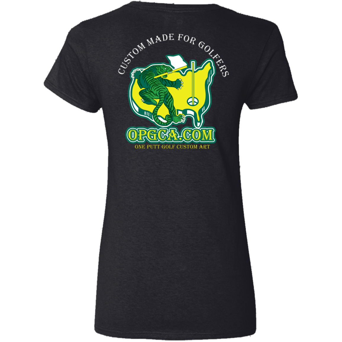 OPG Custom Design #26. Tiger Woods Fan Art. 2019 Master's Champion. Ladies' 100% Cotton V-Neck T-Shirt