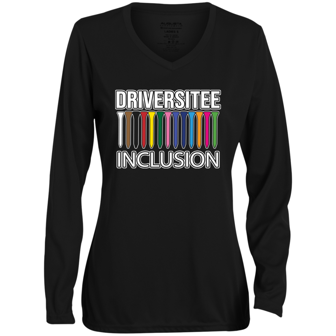 ZZZ#06 OPG Custom Design. DRIVER-SITEE & INCLUSION. Ladies' Moisture-Wicking Long Sleeve V-Neck Tee