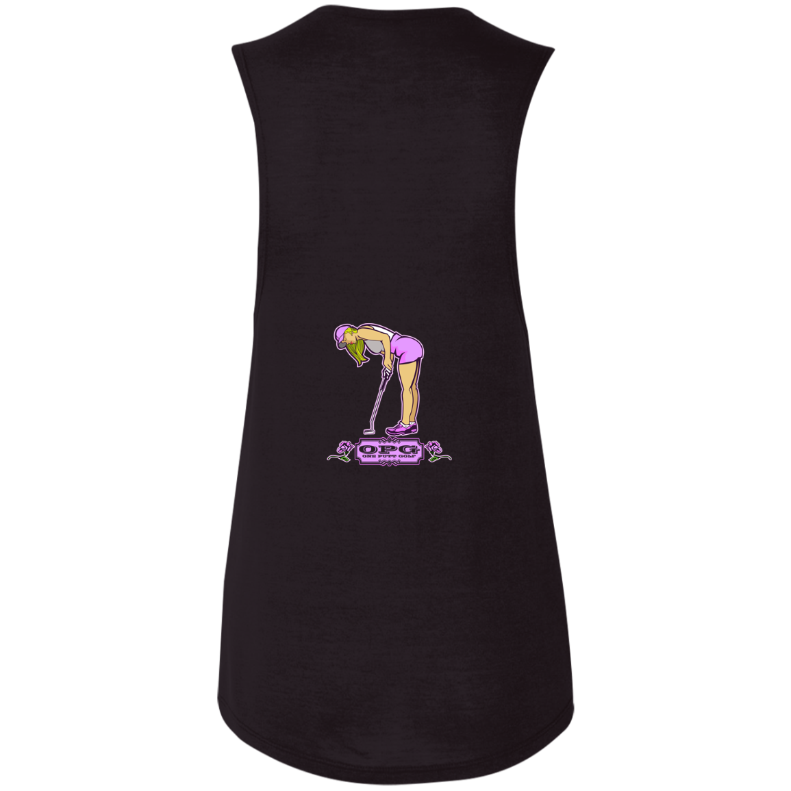 OPG Custom Design #13. Drive it. Chip it. One Putt Golf it. Ladies' Flowy Muscle Tank