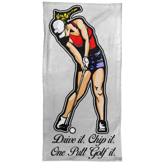 OPG Custom Design #9. Drive it. Chip it. One Putt Golf it. Towel - 15x30