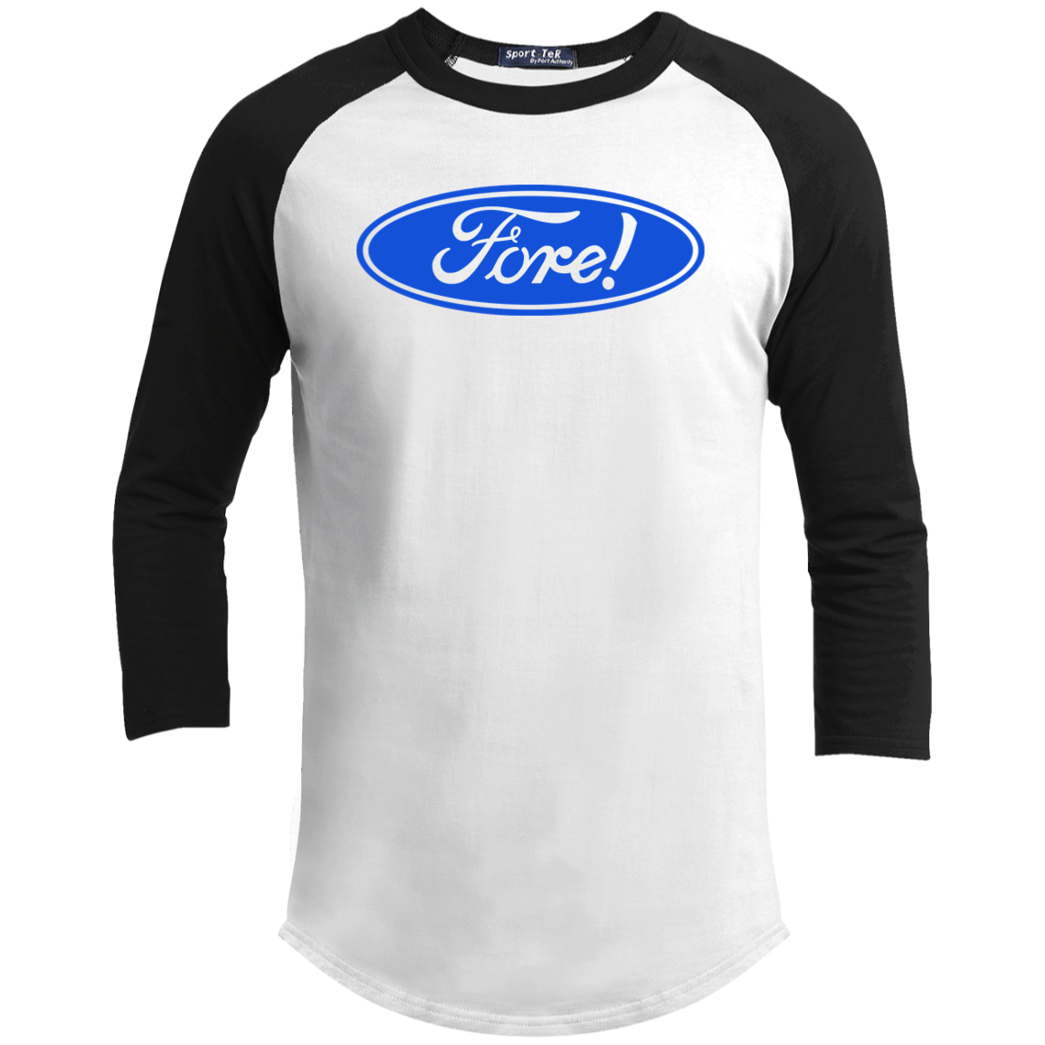 OPG Custom Design #11. Fore! Ford Parody. Youth 3/4 Raglan Sleeve Shirt