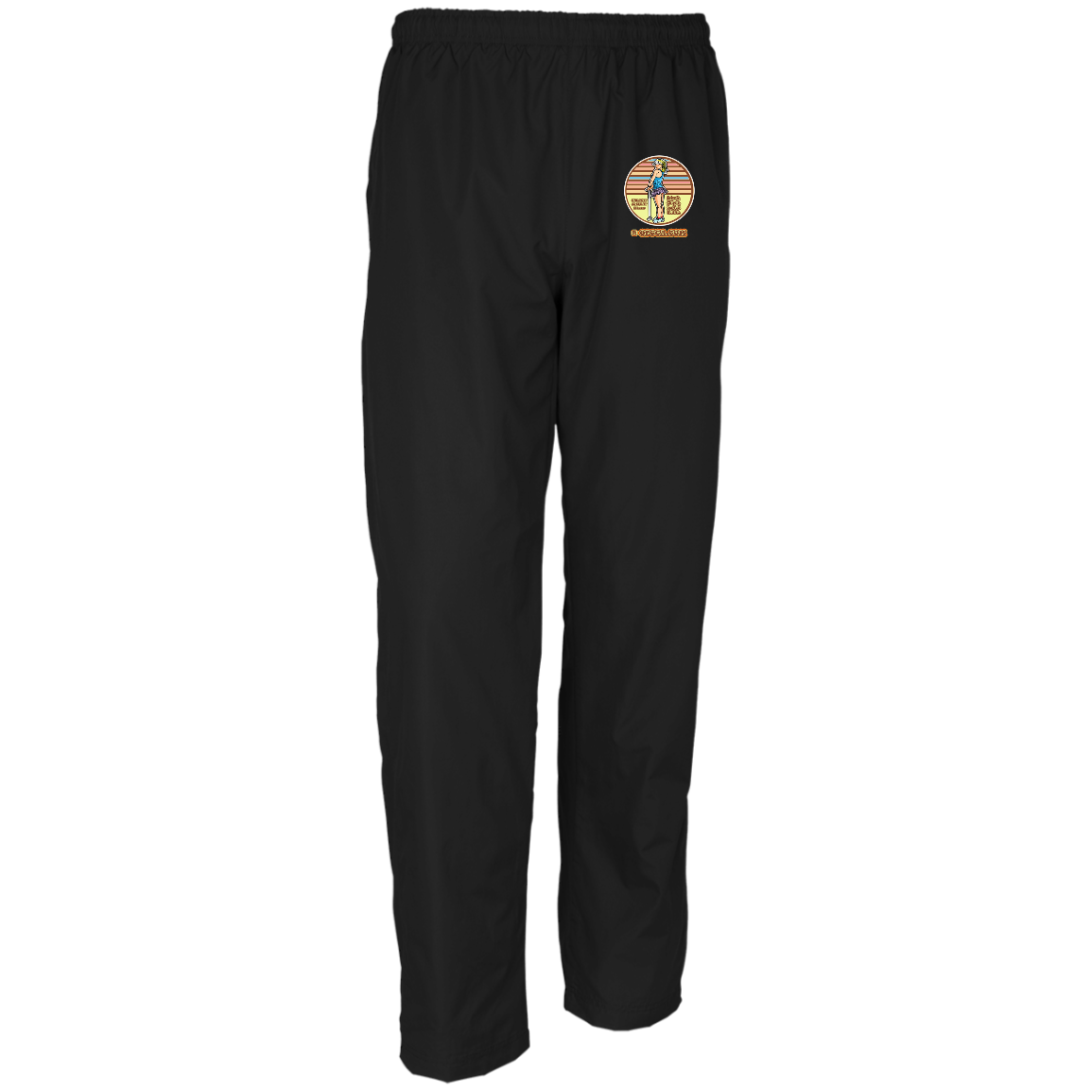 OPG Custom Design #28. Drive it. Chip it. One Putt golf it. Men's 100% Polyester Wind Pants