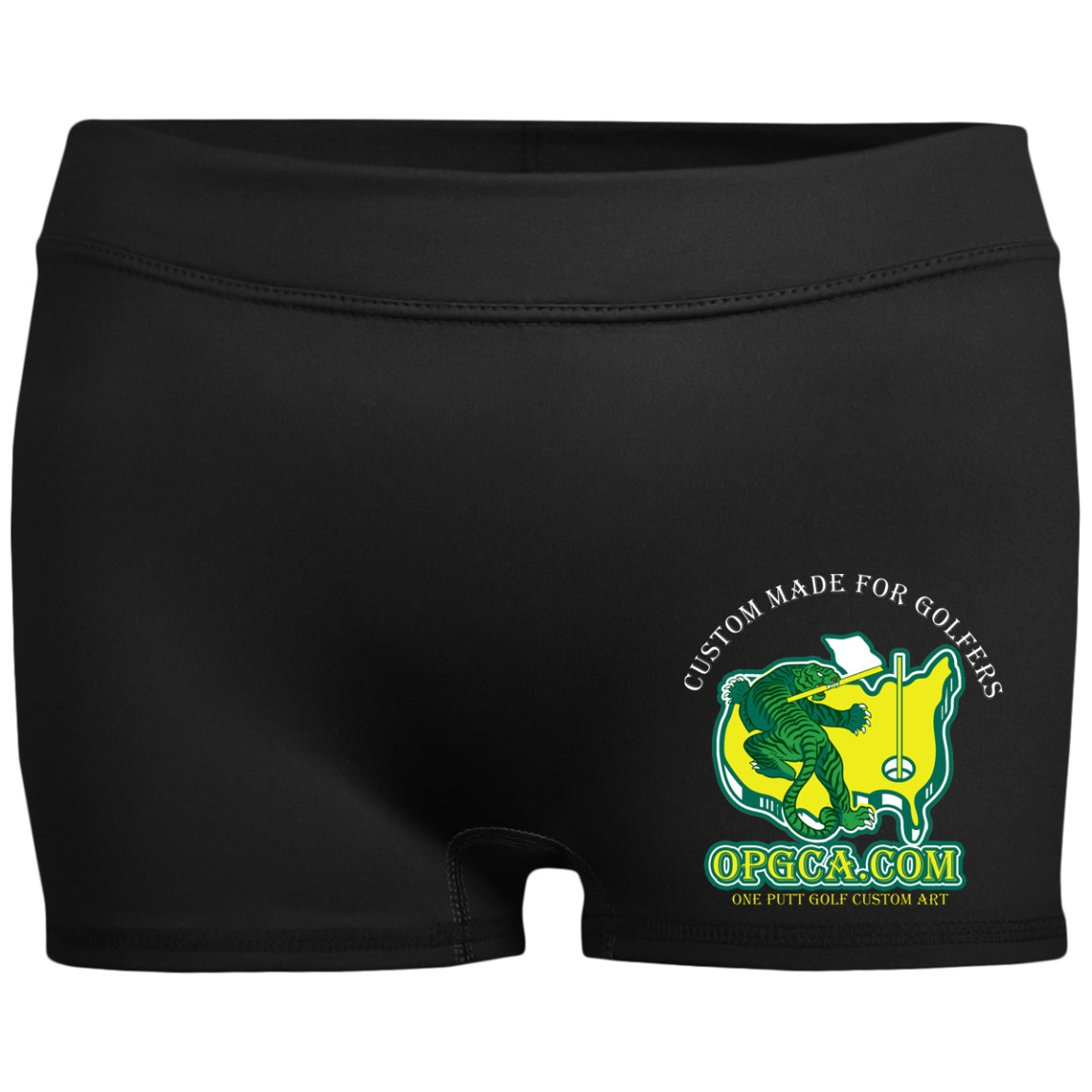 OPG Custom Design #26. Tiger Woods Fan Art. 2019 Master's Champion. Ladies' Fitted Moisture-Wicking 2.5 inch Inseam Shorts