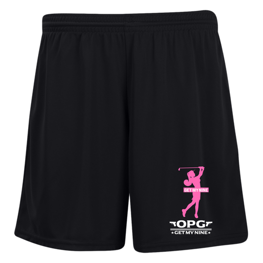 OPG Custom Design #16. Get My Nine. Female Version. Ladies' Moisture-Wicking 7 inch Inseam Training Shorts