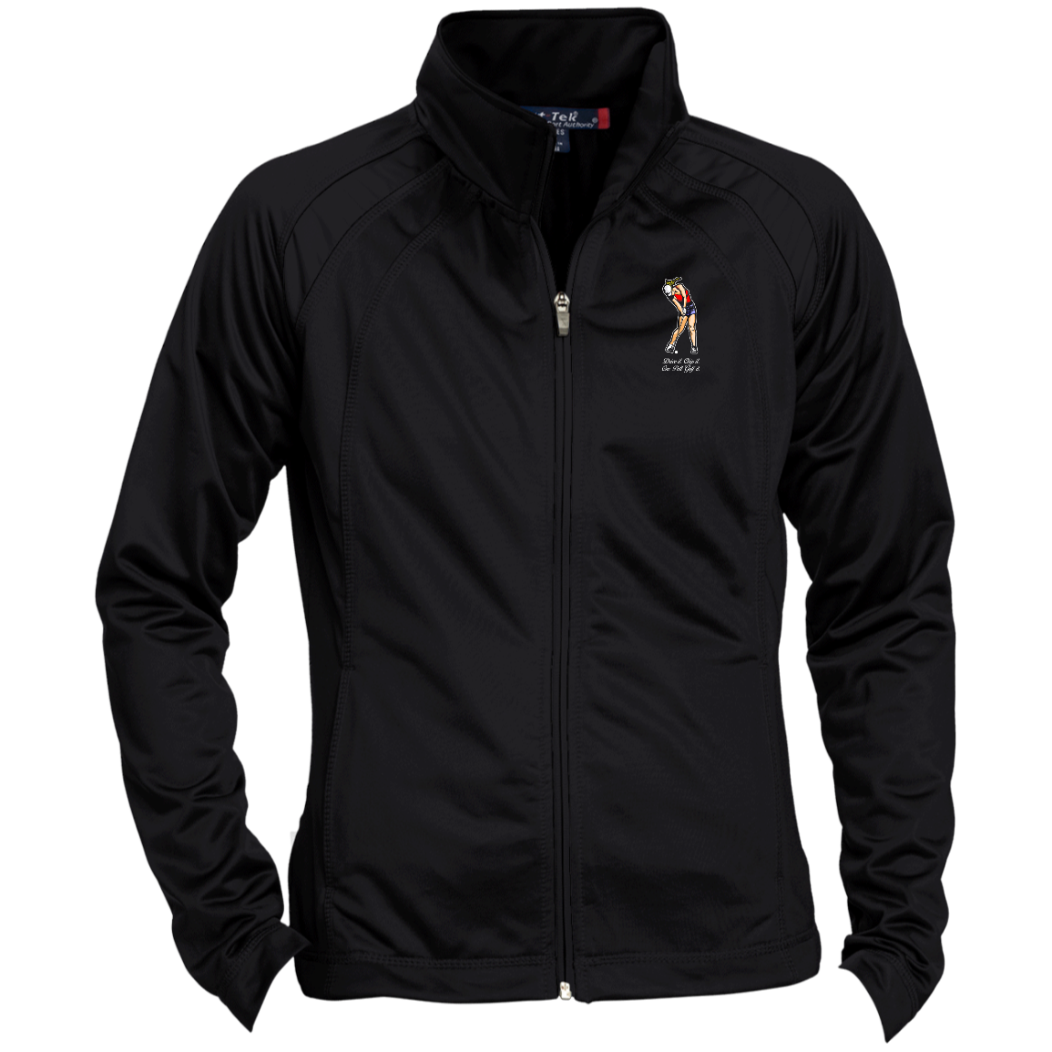 OPG Custom Design #9. Drive it. Chip it. One Putt Golf It. Golf So. Cal. Ladies' Raglan Sleeve Warmup Jacket