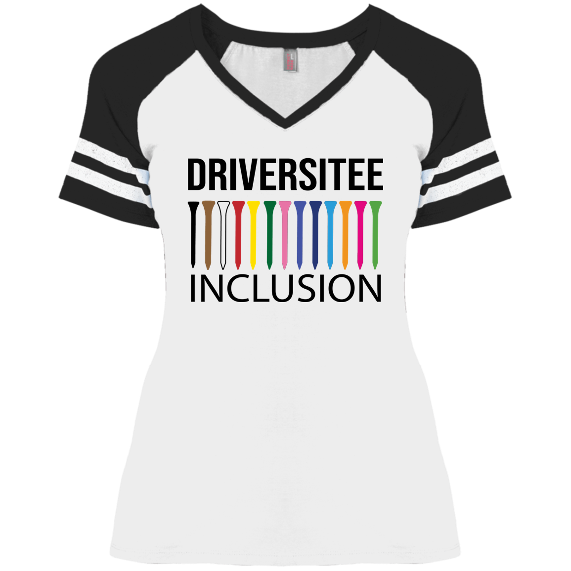 ZZZ#06 OPG Custom Design. DRIVER-SITEE & INCLUSION. Ladies' Game V-Neck T-Shirt