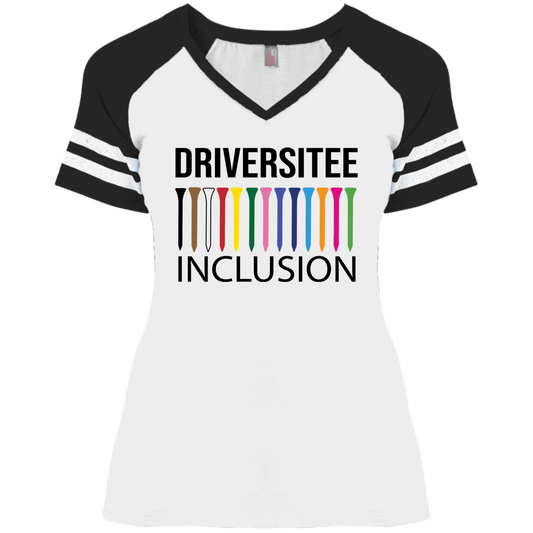 ZZZ#06 OPG Custom Design. DRIVER-SITEE & INCLUSION. Ladies' Game V-Neck T-Shirt