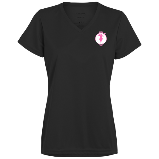 OPG Custom Design #19. GUCK FOLF. Female Edition. Ladies’ 100% polyester V-Neck Tee