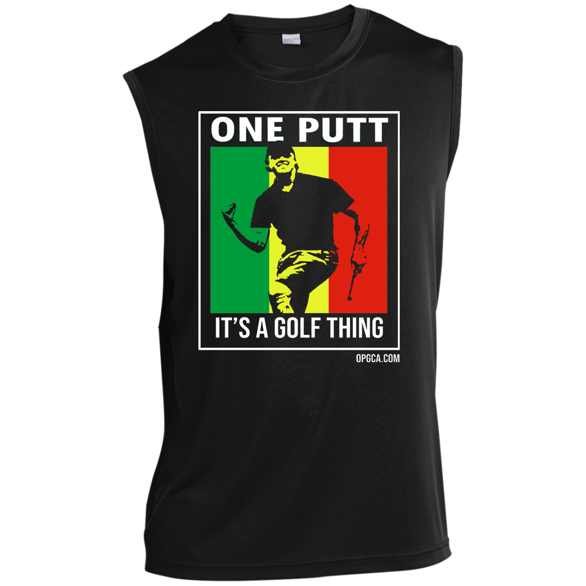 OPG Custom Design #22. One Putt / One Love Parody with Fan Art. Male Edition. Men’s Sleeveless