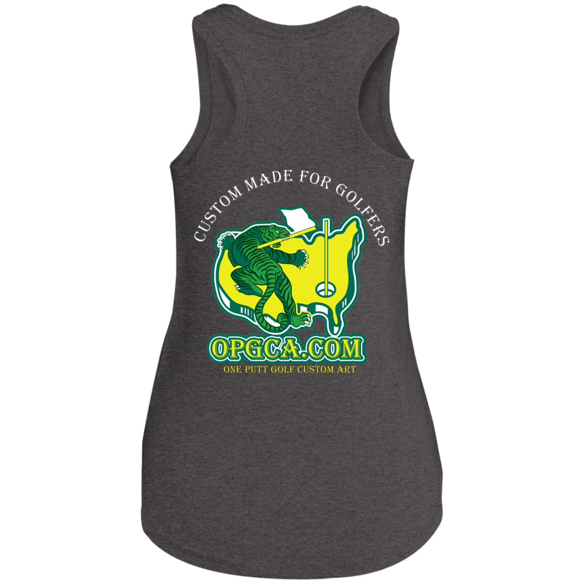 OPG Custom Design #26. Tiger Woods Fan Art. 2019 Master's Champion. Ladies' Perfect Tri Racerback Tank